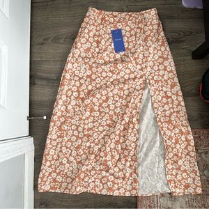 NWT Floral Midi Skirt with Slit